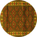 Round Machine Washable Persian Yellow Traditional Rug, wshtr1525yw