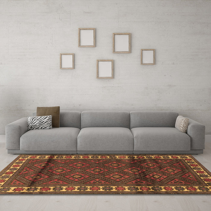 Machine Washable Persian Brown Traditional Rug in a Living Room,, wshtr1525brn