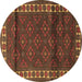 Round Machine Washable Persian Brown Traditional Rug, wshtr1525brn