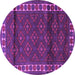 Round Machine Washable Persian Purple Traditional Area Rugs, wshtr1525pur