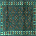 Square Machine Washable Persian Turquoise Traditional Area Rugs, wshtr1525turq