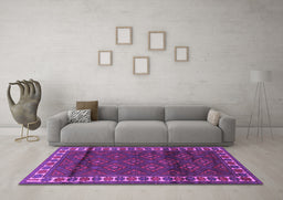 Machine Washable Persian Purple Traditional Area Rugs in a Living Room, wshtr1525pur