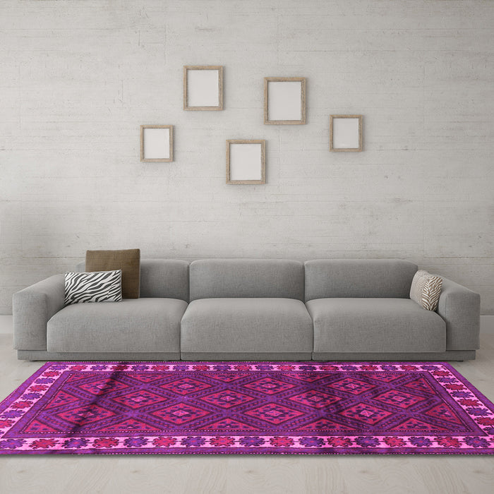 Machine Washable Persian Pink Traditional Rug in a Living Room, wshtr1525pnk
