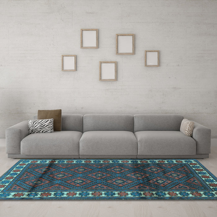 Machine Washable Persian Light Blue Traditional Rug in a Living Room, wshtr1525lblu