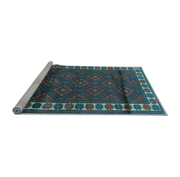 Sideview of Machine Washable Persian Light Blue Traditional Rug, wshtr1525lblu