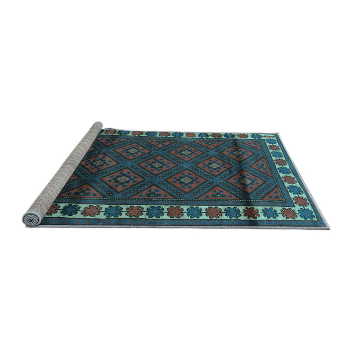 Sideview of Machine Washable Persian Light Blue Traditional Rug, wshtr1525lblu