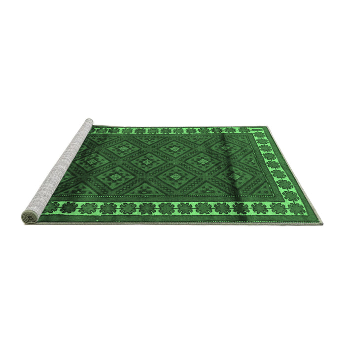 Sideview of Machine Washable Persian Emerald Green Traditional Area Rugs, wshtr1525emgrn