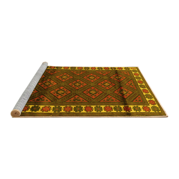 Sideview of Machine Washable Persian Yellow Traditional Rug, wshtr1525yw