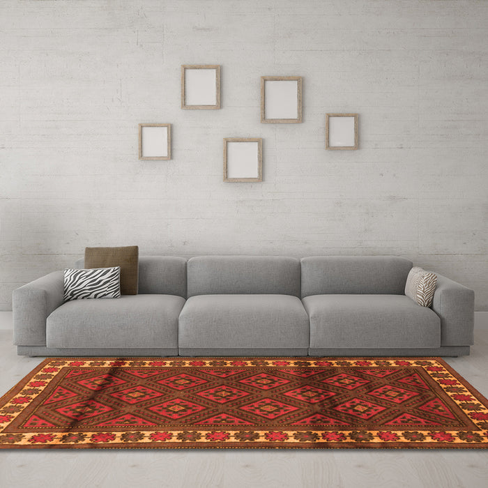 Machine Washable Persian Orange Traditional Area Rugs in a Living Room, wshtr1525org