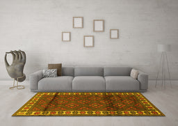 Machine Washable Persian Yellow Traditional Rug in a Living Room, wshtr1525yw
