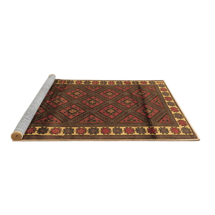 Sideview of Machine Washable Persian Brown Traditional Rug, wshtr1525brn