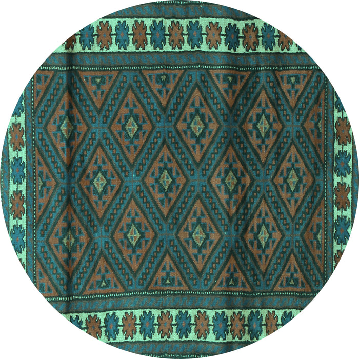 Round Machine Washable Persian Turquoise Traditional Area Rugs, wshtr1525turq
