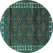 Round Machine Washable Persian Turquoise Traditional Area Rugs, wshtr1525turq