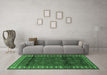 Machine Washable Persian Emerald Green Traditional Area Rugs in a Living Room,, wshtr1525emgrn