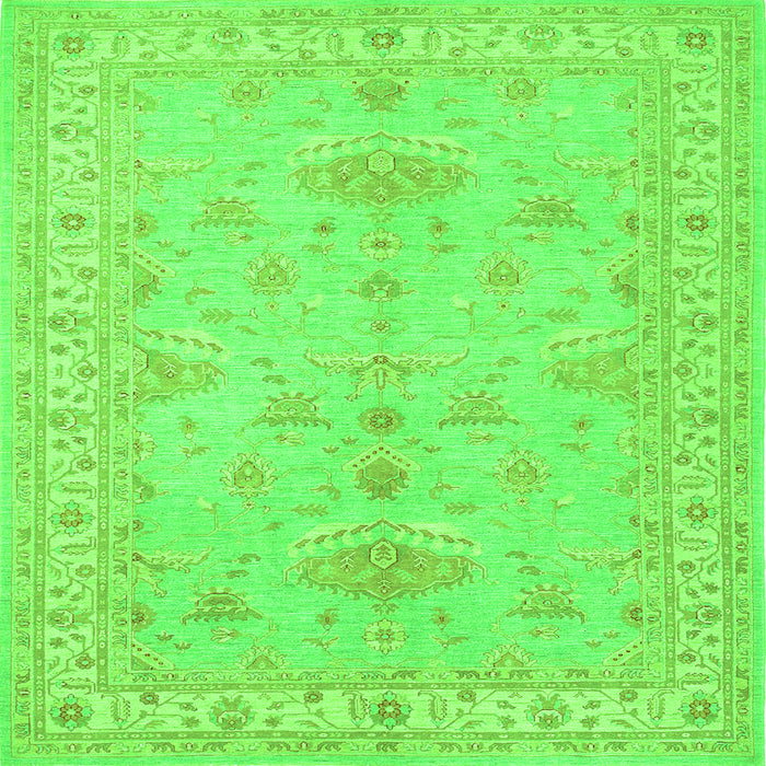 Round Machine Washable Persian Green Traditional Area Rugs, wshtr1526grn