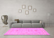 Machine Washable Persian Pink Traditional Rug in a Living Room, wshtr1526pnk