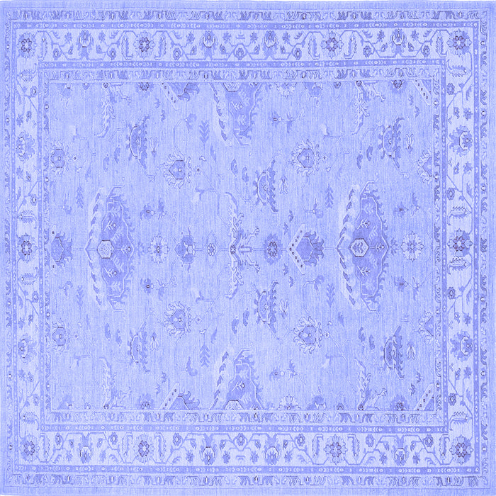Square Machine Washable Persian Blue Traditional Rug, wshtr1526blu