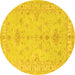 Round Persian Yellow Traditional Rug, tr1526yw