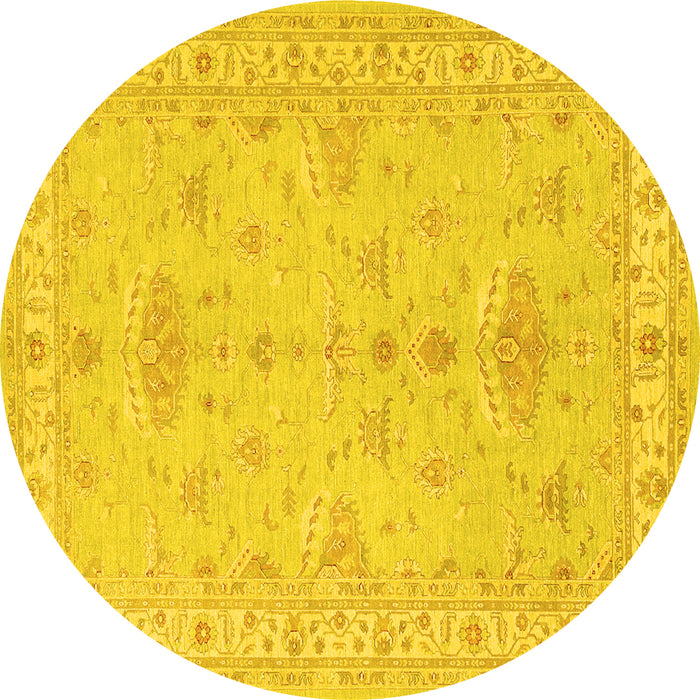 Round Machine Washable Persian Yellow Traditional Rug, wshtr1526yw