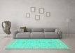 Machine Washable Persian Turquoise Traditional Area Rugs in a Living Room,, wshtr1526turq