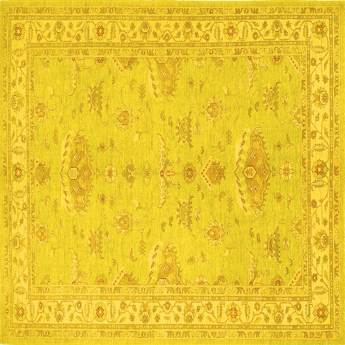 Square Machine Washable Persian Yellow Traditional Rug, wshtr1526yw