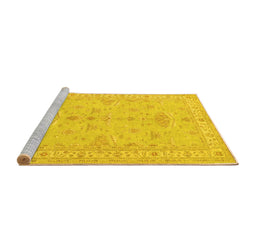 Sideview of Machine Washable Persian Yellow Traditional Rug, wshtr1526yw