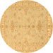 Round Persian Brown Traditional Rug, tr1526brn