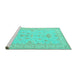 Sideview of Machine Washable Persian Turquoise Traditional Area Rugs, wshtr1526turq