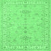 Square Machine Washable Persian Emerald Green Traditional Area Rugs, wshtr1526emgrn