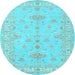 Round Persian Light Blue Traditional Rug, tr1526lblu