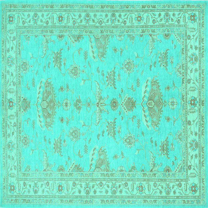 Square Machine Washable Persian Turquoise Traditional Area Rugs, wshtr1526turq