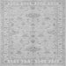 Round Machine Washable Persian Gray Traditional Rug, wshtr1526gry