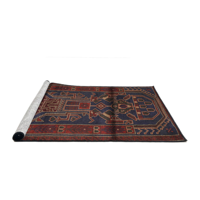 Sideview of Machine Washable Traditional Brown Rug, wshtr1527