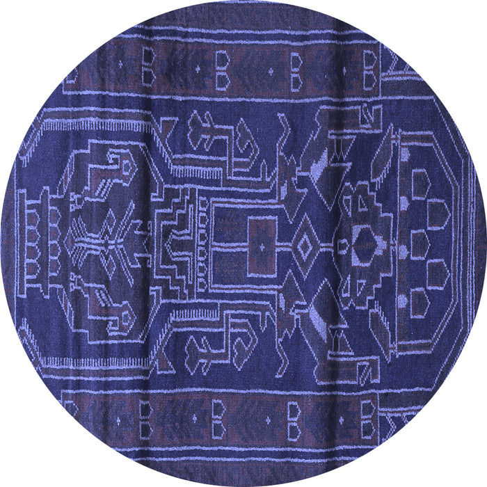 Round Machine Washable Persian Blue Traditional Rug, wshtr1527blu