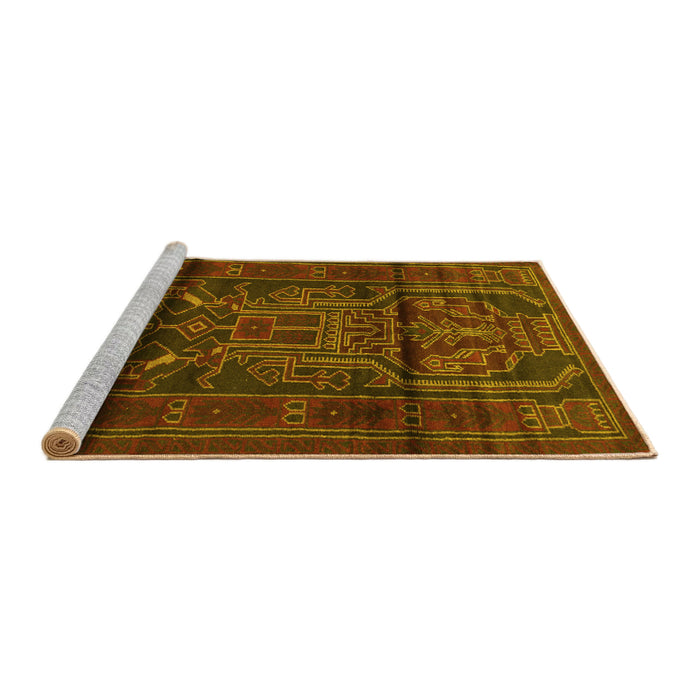 Sideview of Machine Washable Persian Yellow Traditional Rug, wshtr1527yw
