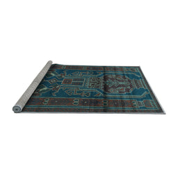 Sideview of Machine Washable Persian Light Blue Traditional Rug, wshtr1527lblu