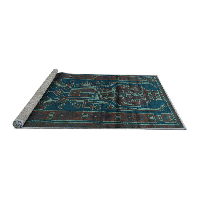 Sideview of Machine Washable Persian Light Blue Traditional Rug, wshtr1527lblu