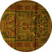 Round Persian Yellow Traditional Rug, tr1527yw