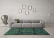 Machine Washable Persian Turquoise Traditional Area Rugs in a Living Room,, wshtr1527turq