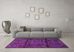 Machine Washable Persian Purple Traditional Area Rugs in a Living Room, wshtr1527pur
