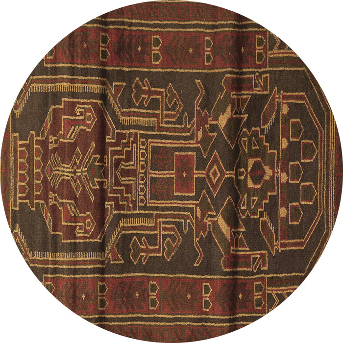 Round Persian Brown Traditional Rug, tr1527brn