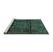 Sideview of Machine Washable Persian Turquoise Traditional Area Rugs, wshtr1527turq