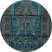 Round Persian Light Blue Traditional Rug, tr1527lblu