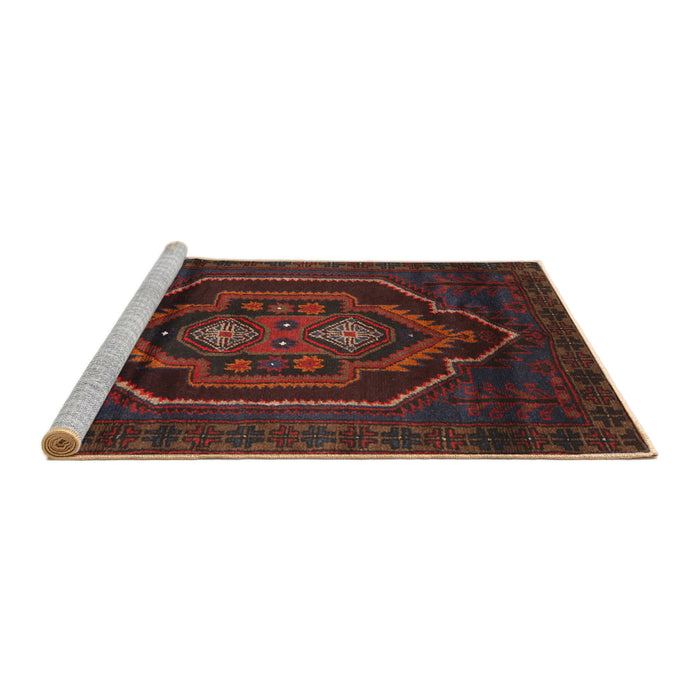 Sideview of Machine Washable Traditional Saffron Red Rug, wshtr1528
