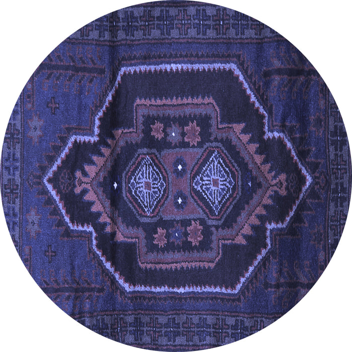 Round Persian Blue Traditional Rug, tr1528blu