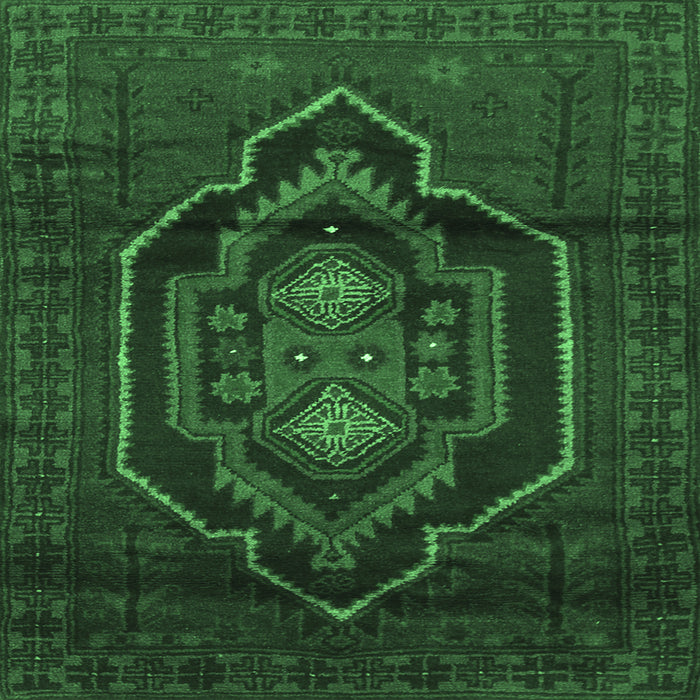 Square Persian Emerald Green Traditional Rug, tr1528emgrn