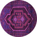 Round Machine Washable Persian Purple Traditional Area Rugs, wshtr1528pur