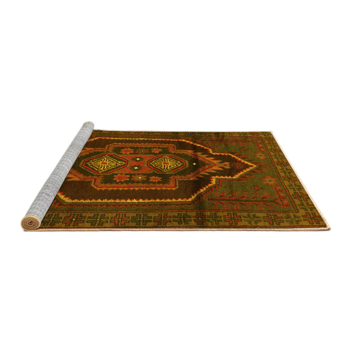 Sideview of Machine Washable Persian Yellow Traditional Rug, wshtr1528yw