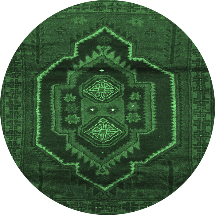 Round Machine Washable Persian Emerald Green Traditional Area Rugs, wshtr1528emgrn