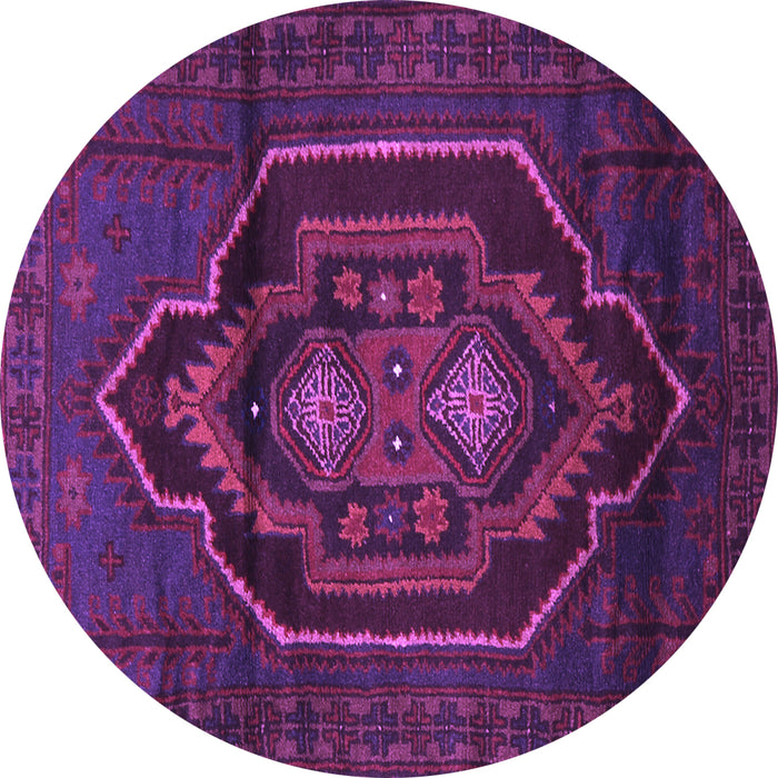 Round Persian Purple Traditional Rug, tr1528pur